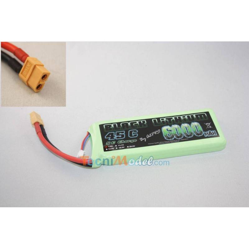 Black Lithium 6000mAh 35C 2S Lipo Battery 7.4v