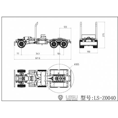 Châssis tracteur 6x6 LESU pour King Hauler Tamiya - Lesu LS-Z0040