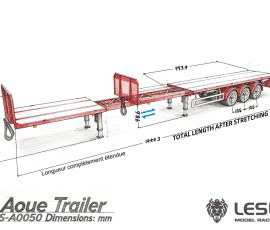 Semi-Remorque Plateau Télescopique LESU 1/14 3 Essieux | Tecnimodel